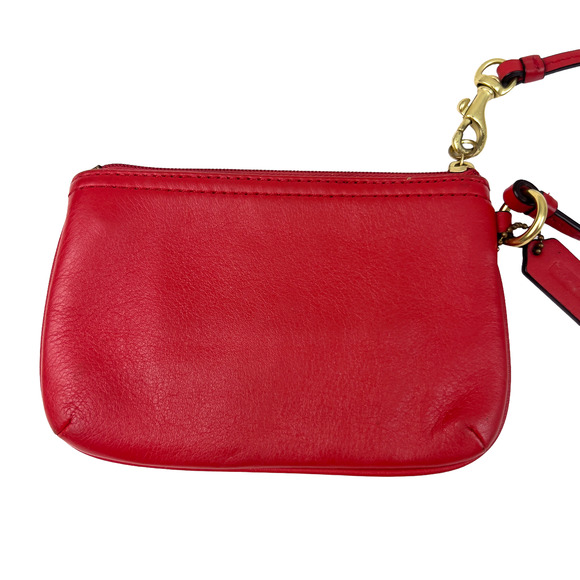 Coach Pebble Leather Wristlet Red - Picture 7 of 10